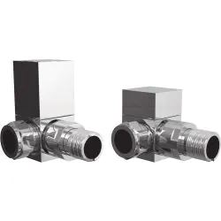 Vasca Square Chrome Radiator Valves - Corner
