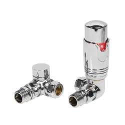 Vasca Round Thermostatic Chrome Radiator Valves - Corner