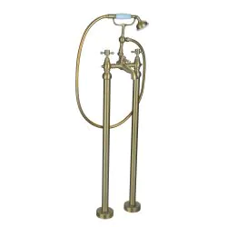 Vasca Urso Floor Standing Bath/Shower Mixer & Shower Kit - Brushed Brass