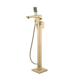 Vasca Chiara Floor Standing Bath/Shower Mixer - Brushed Brass