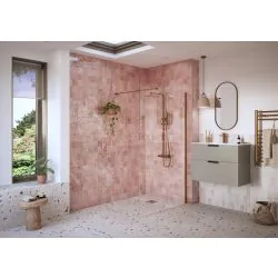 Envy Trend 1400mm Wetroom Panel & Support Bar - Brushed Bronze