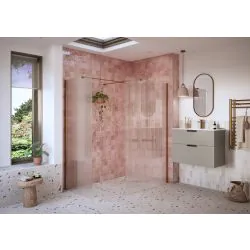 Envy Trend 900mm Fluted Wetroom Panel & Side Panel Arm - Brushed Bronze