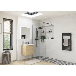 Envy Trend 1100mm Wetroom Panel & Support Bar - Black