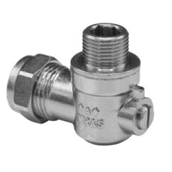 Angled Flat Face Isolation Valve - Chrome - 15mm x 1/2"
