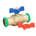 Pegasus Pressfit Butterfly Ball Valve (Water) Blue & Red Handle 15mm 435002 - 0