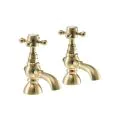 Abode Sentiment Basin Pillar Taps Brushed Brass AB2690 - 0
