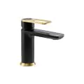 Abode Levarto Basin Mixer Matt Black & Brass AB2780 - 0