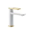 Abode Levarto Basin Mixer Matt White & Brass AB2781 - 0