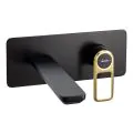 Abode Levarto Wall Mounted Basin/Bath Mixer Matt Black & Brass AB2790 - 0