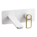 Abode Levarto Wall Mounted Basin/Bath Mixer Matt White & Brass AB2791 - 0