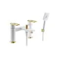 Abode Levarto Deck Mounted Bath Shower Mixer Matt White & Brass AB2801 - 0