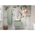 Vasca Costola 600mm Wall Hung 1 Drawer Basin Unit & Worktop - Matt Willow Green  - 1