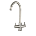 Prima Staten Swan Neck Dual Lever Mixer Tap Brushed Steel BPR2206 - 0
