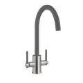 Prima+ Swan Neck Dual Lever Mixer Tap Gun Metal BPR706 - 0