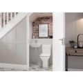 Vasca Tondo 450x320mm 1TH Cloakroom Basin & Brushed Bronze Bottle Trap - 1