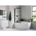 Vasca 800x1400mm Square Grid Bath Screen (6mm) - Black - 0