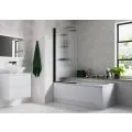 Vasca Fluted 800x1500mm Single Straight Bath Screen (5mm) - Matt Black - 0
