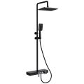 Vema Thermostatic Shower Column w/Fixed Head Riser Shelf & Foot Wash - Black DICM0462 - 0