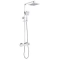 Vasca Scatola Cool-Touch Thermostatic Mixer Shower w/Riser & Overhead Kit - Chrome - 0