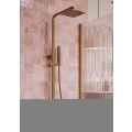 Vasca Cosmo Square Thermostatic Bar Mixer w/Riser Kit - Brushed Bronze - 1