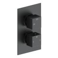 Vasca Cosmo Thermostatic Single Outlet Twin Shower Valve - Matt Black - 0