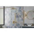 Vasca Cosmo Square Riser Rail Kit w/Elbow & Handset - Brushed Brass - 1
