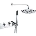 Vasca Ziti Shower Pack One - Two Outlet Twin Shower Valve w/Handset & ABS Overhead - Chrome - 0