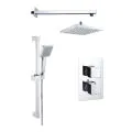 Vasca Square Concealed Valve Head & Arm Shower Pack - Chrome - 0