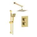 Vasca Square Concealed Valve Head & Arm Shower Pack - Brushed Brass - 0