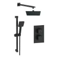 Vasca Square Concealed Valve Head & Arm Shower Pack - Matt Black - 0