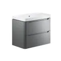 Vasca Aquino 805mm 2 Drawer Wall Hung Basin Unit - Matt Grey - 0