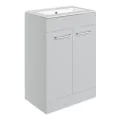 Vasca Forte 610mm Floor Standing 2 Door Basin Unit & 1TH Thin Edge Basin - Grey Gloss - 0