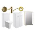 Vasca Forte 510mm F/S Furniture Pack - White Gloss w/Brushed Brass Finishes - 0
