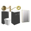 Vasca Forte 510mm F/S Furniture Pack - Anthracite Gloss w/Brushed Brass Finishes - 0