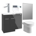 Vasca Fino 1000mm Furniture & BTW WC Pack - Anthracite Gloss (RH) - 0