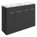 Vasca Forte 1210mm Floor Standing 4 Door Basin Unit & 2TH Thin Edge Basin - Anthracite Gloss - 0