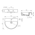 Vasca Milan 555x430mm 1TH Basin & Semi Pedestal - 3