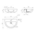 Vasca Distino 550x400mm 1TH Basin & Semi Pedestal - 3