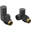 Vasca Patterned Anthracite Radiator Valves - Corner - 0