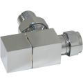 Vasca Square Chrome Radiator Valves - Angled - 0