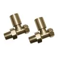Vasca Patterned Brushed Brass Radiator Valves - Straight - 0