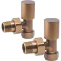 Vasca Patterned Brushed Bronze Radiator Valves - Angled - 0