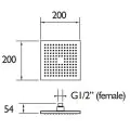 Bristan Square ABS Fixed Head - 200mm FHC ABSQ01 C - 1