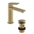 Bristan Frammento Eco start Basin Mixer with Clicker Waste Brushed Brass FRM ES BAS BB - 0
