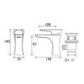 Bristan Hourglass Basin Mixer with Clicker Waste Chrome HOU BAS C - 1