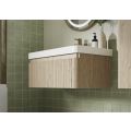 Vasca Grano 605mm Wall Hung 1 Drawer Basin Unit & Basin - Textured Oak  - 3