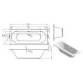Vasca Vita Round Double End 1700x700x550mm 0TH Bath w/Legs - 1