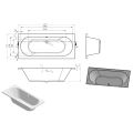Vasca Vita Round Double End SUPERCAST 1700x750x550mm 0TH Bath w/Legs - 1