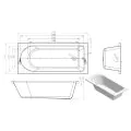 Vasca Vita Round Single End SUPERCAST 1700x750x550mm 0TH Bath w/Legs - 1