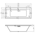 Vasca Angolo Square Double End 1700x700x550mm 0TH Bath w/Legs - 1